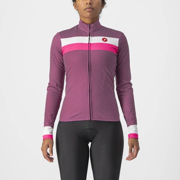 Picture of JERSEY CASTELLI VOLARE LS XS (WOMENS) LONG SLEEVE WHITE/PINK