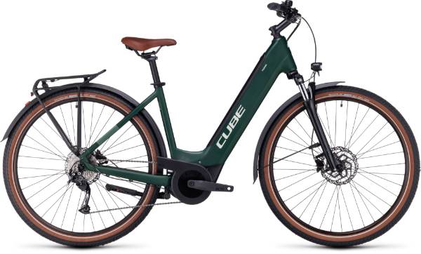 Picture of ELECTRIC BIKES CUBE CTB 28 TOURING HYBRID ONE 500 DISC (S/50") DARKGREEN GREEN FEMALE 2023 EASY ENTRY